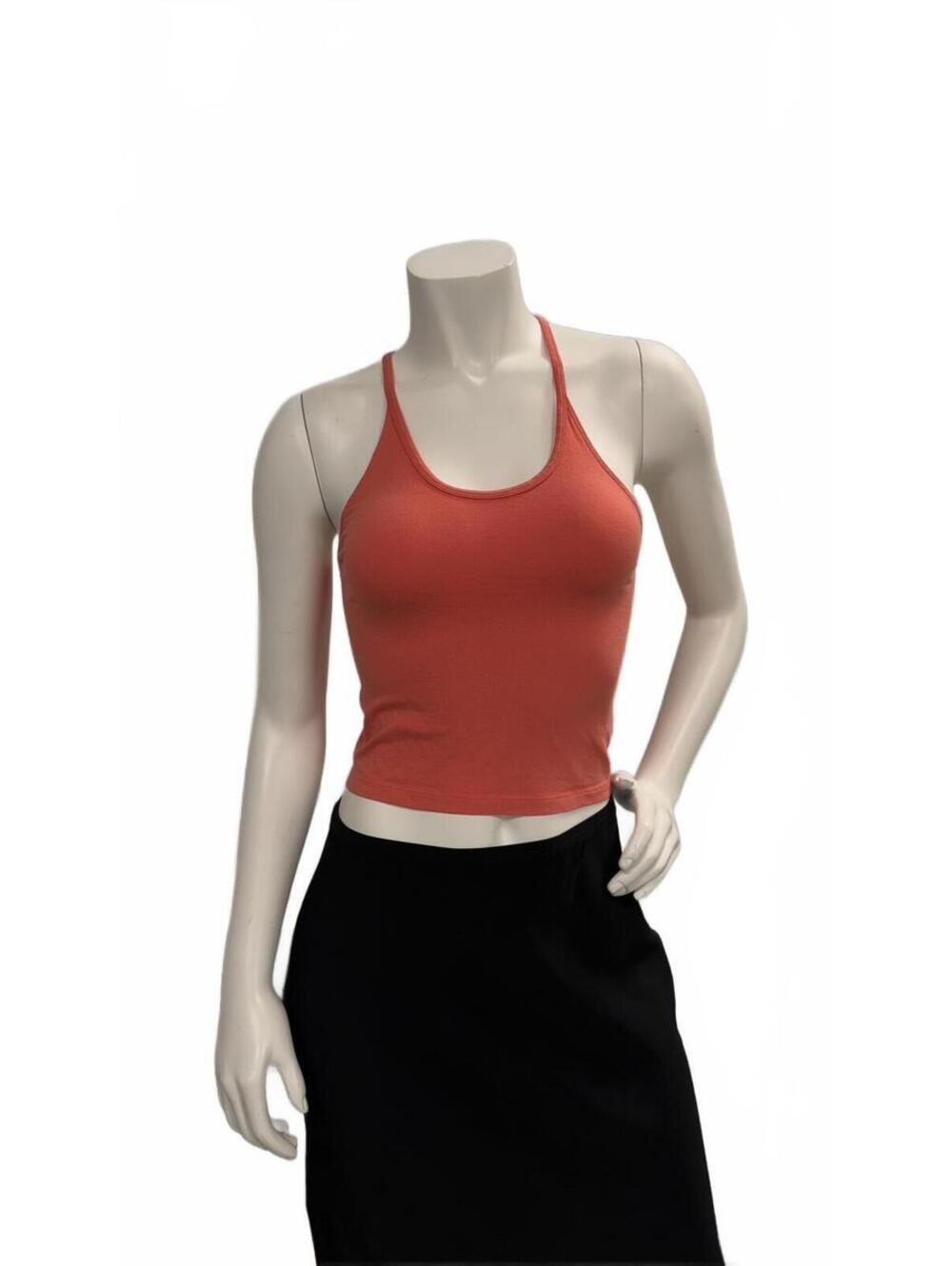 American Eagle Coral Racerback Tank Top Crop Stretch Basic